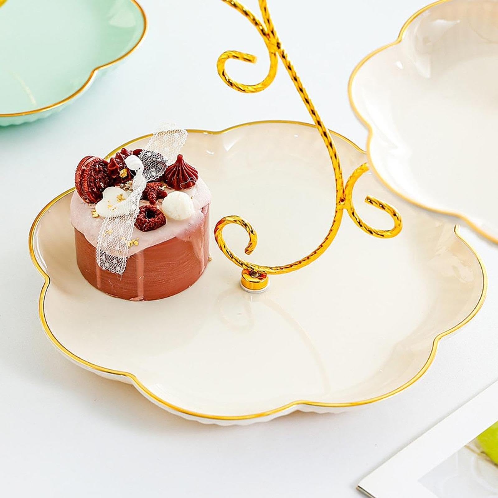 2 set di alzata per torte nuziali, buffet, dessert, cupcake, per compleanno, cucina, matrimonio, bianco