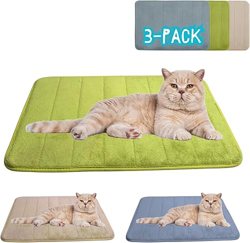 Tapete lavable para cama de mascotas (23.6 x 15.8 pulgadas), paquete de 3 unidades para uso en interiores y exteriores, tapete suave para dormir
