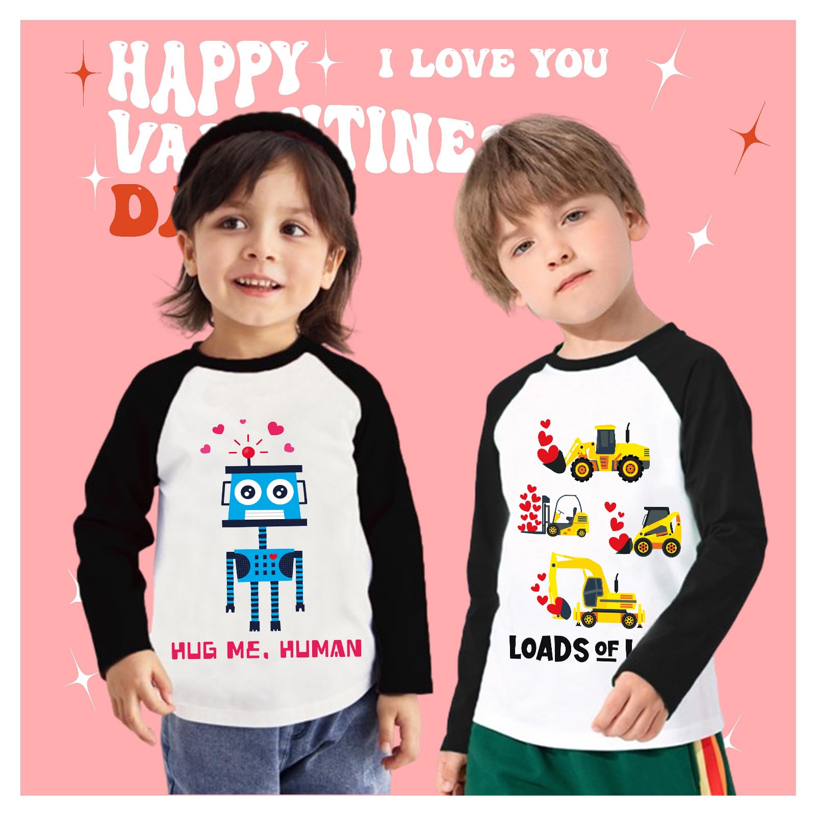 Tkria Kid Boy Valentine Day Outfits Robot Love Mother Heart Cute Toddler Shirt Love Long Sleeve Shirts Top Outfit 6 Years