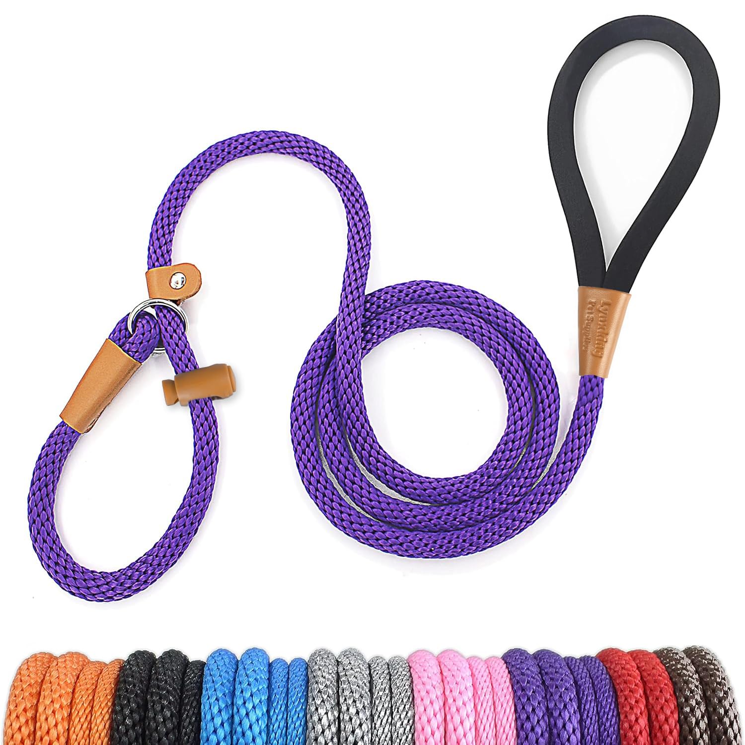 2 Pack Dog Leash Slip Lead Braided Rope Pet Training Loop Leashes 5ft 6ft