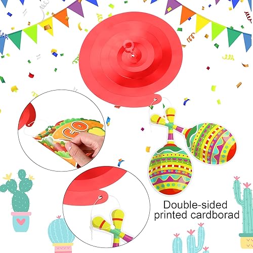Miniatura 3 de 30 piezas de decoración de remolinos colgantes para fiesta mexicana, cartulina mexicana, fiesta del Cinco de Mayo, Taco, Twosday, cumpleaños, papel