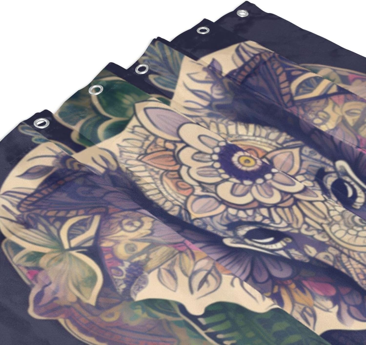 Art Elephant Shower Curtain, Bathroom Curtain Waterproof Polyester Fabric with 12 Hooks 60" x 72"