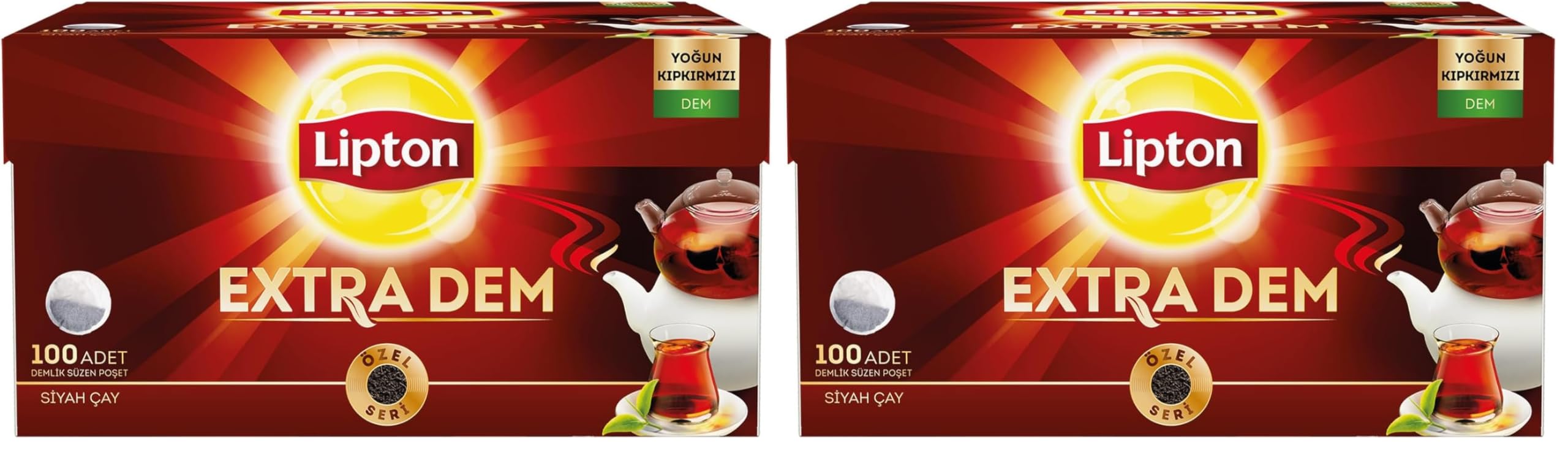 Lipton Extra Dem Demlik Süzen Poşet Siyah Çay 100'lü Paket (2 paketi)