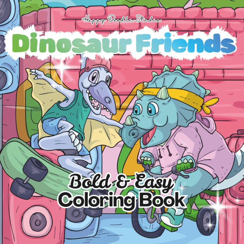 Dinosaur Friends: Bold and Easy Coloring Book for Kids