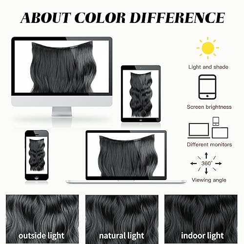 Miniatura 5 de Extensiones de cabello con pinzas, extensiones de cabello con alambre transparente, tamaño ajustable, 4 clips de seguridad, largo, ondulado, postizo