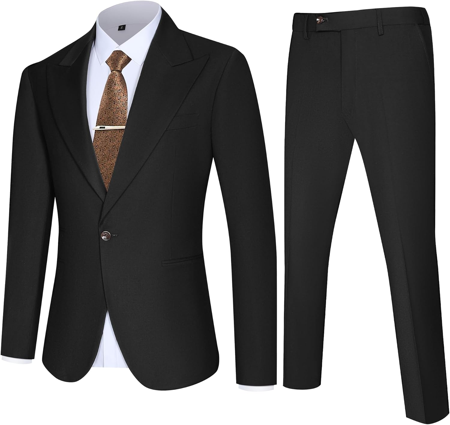 Mens Suit 2 Piece Slim Fit Suits for Men Peak Lapel 1 Button Suit Formal Wedding Prom Groom Blazer Pant Tuxedo