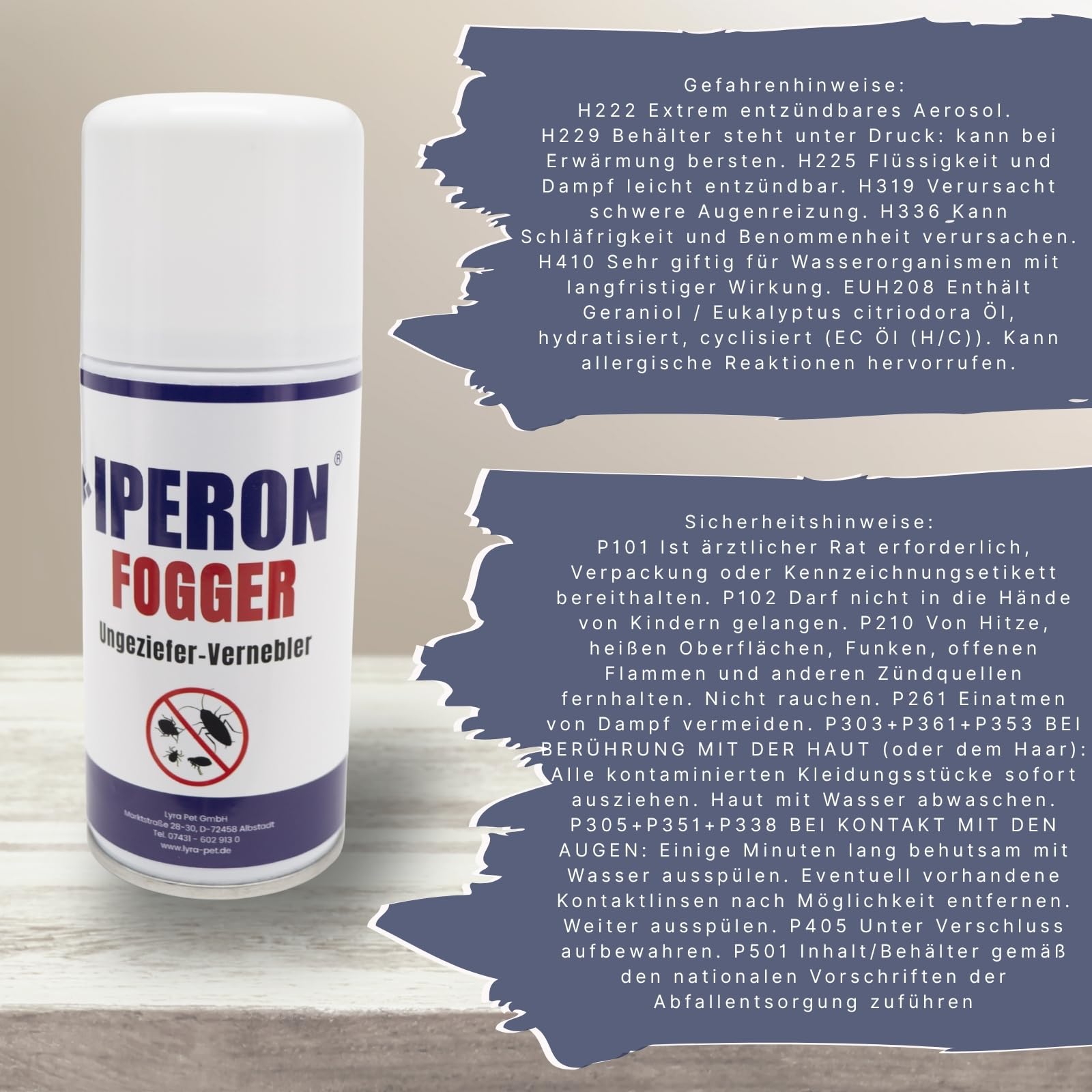 Iperon 6 x 150 ml Fogger Ungeziefer-Vernebler gegen Schädlinge mit Chrysanthemum cinerariaefolium Extrakt