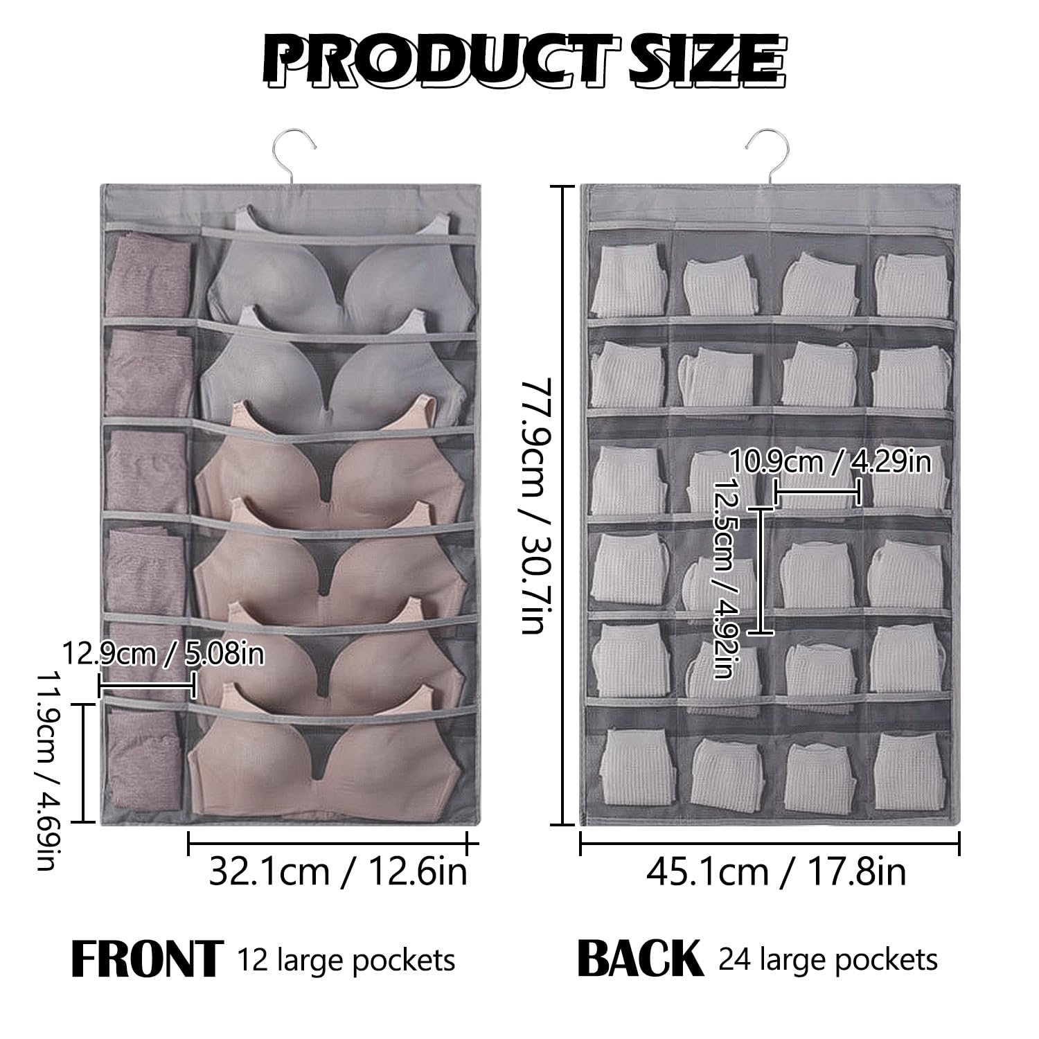 Lot De 2 Organiseurs Suspendus Pour Sous-vêtements – Réversible, Pliable, 72 Poches, Gain De Place Dans La Penderie