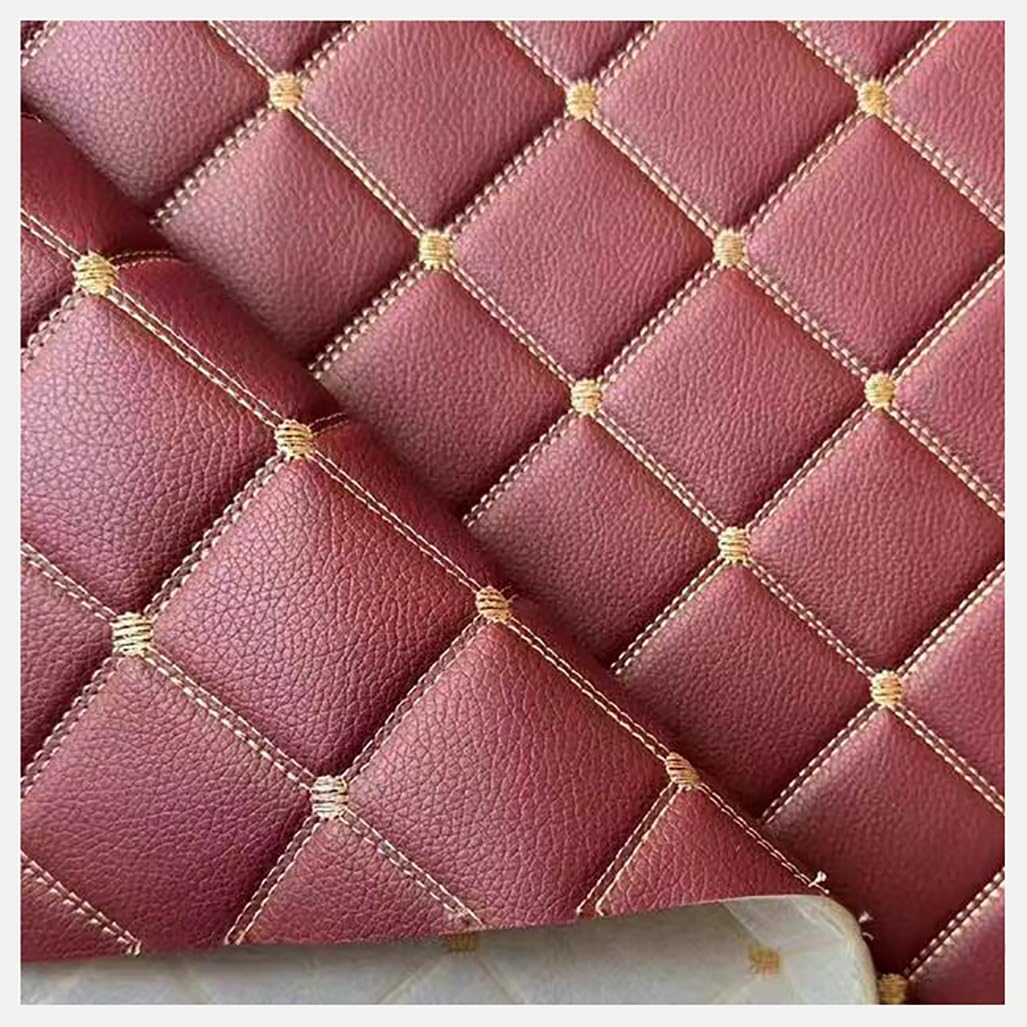 Tela De Cuero Sintético Polipiel Material Tacto Suave Primera Calidad Tela De Vinilo Ancho Tapicería 160 Cm, Cuero Acolchado Con Puntadas Diamante(Wine red,1.6x8m)