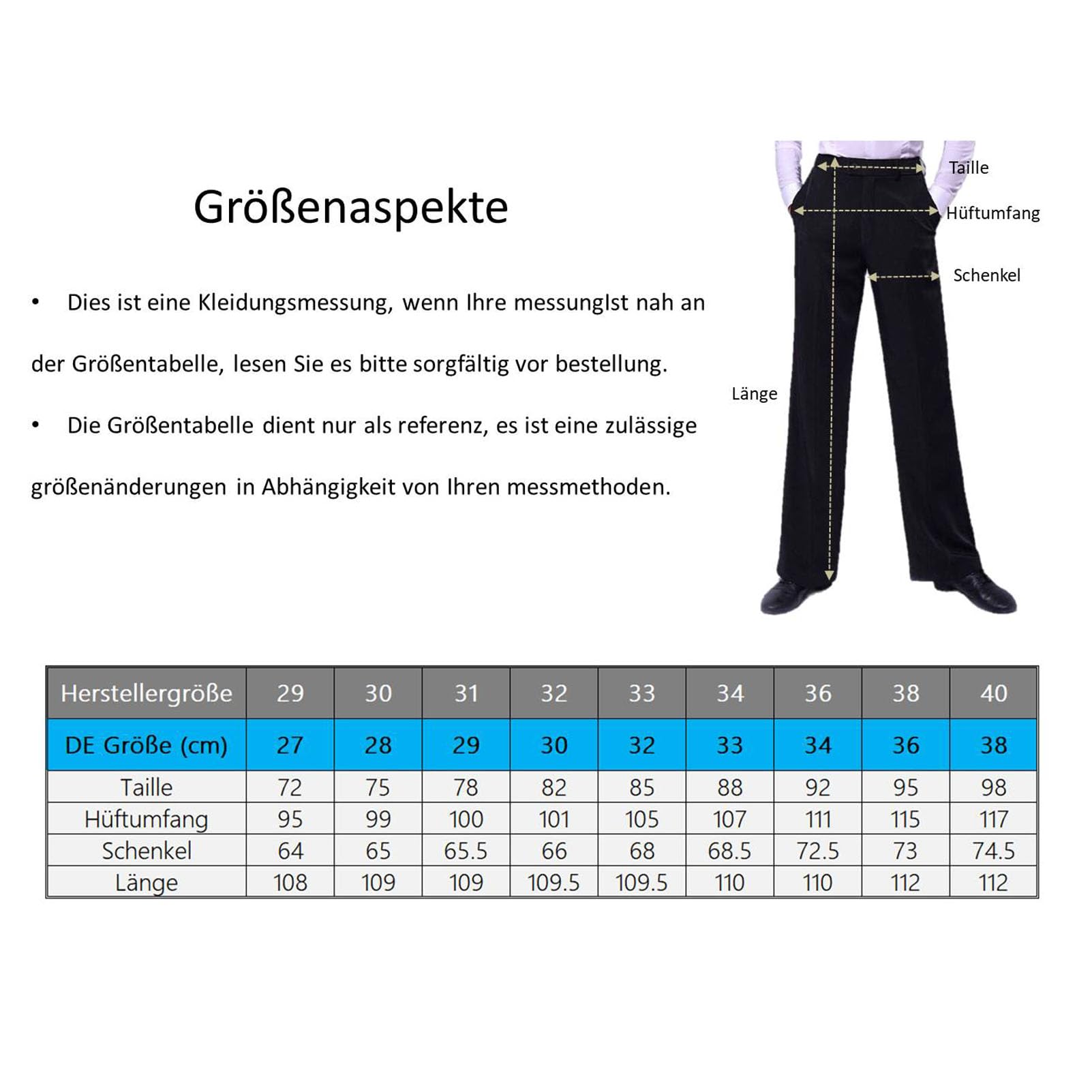Pantalon de danse classique pour homme avec passant de ceinture pour la compétition Noir