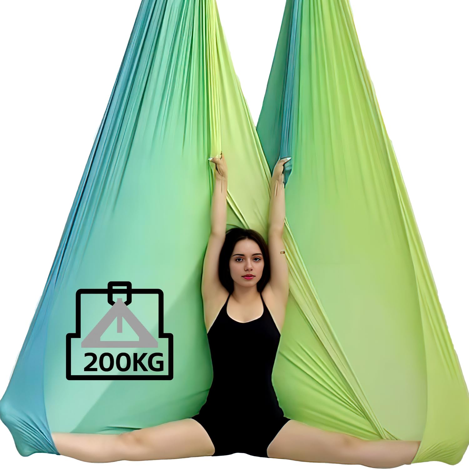 Aerial Ensemble de hamac, balançoire, serviette de yoga aérien, tissu à bascule, capacité de charge maximale de 200 kg, avec ferrures