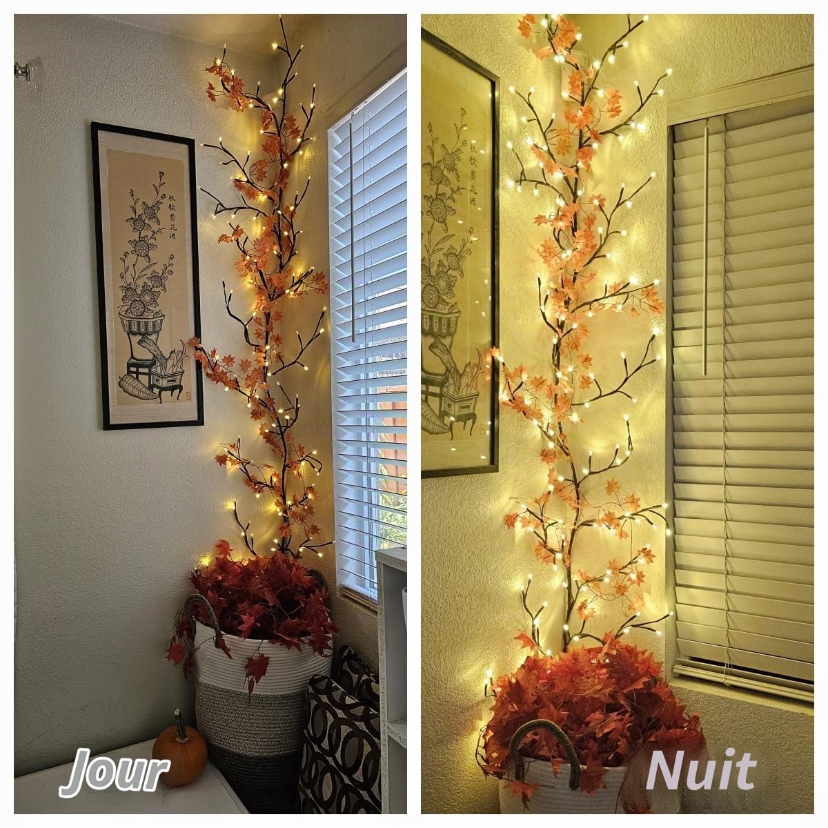 Guirlande Lumineuse 144 LEDs avec Fiche & Télécommande - Arbre Illuminé, Illuminated Murale Interieur et Décorations de Noël pour Salon, Chambre (2 Pièce)