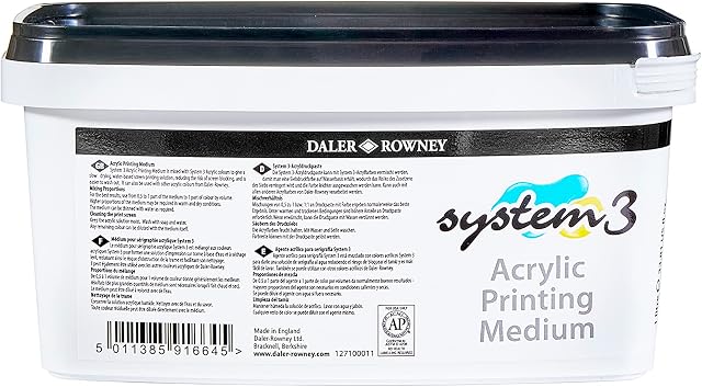 Daler-Rowney System3 1L Screen Printing Acrylic Paint Medium, Ideal for Professional Artists