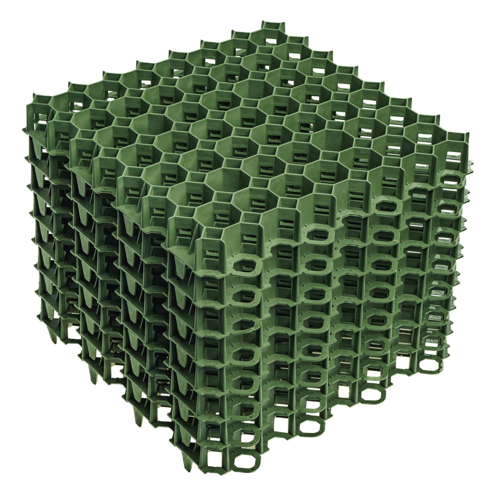 DEWEPRO Rasengitter 50x50x4 cm 10 Stück - Kunststoff Rasenwaben für Einfahrt, Parkplatz & Garten - Belastbares Kiesgitter zur Flächenbefestigung