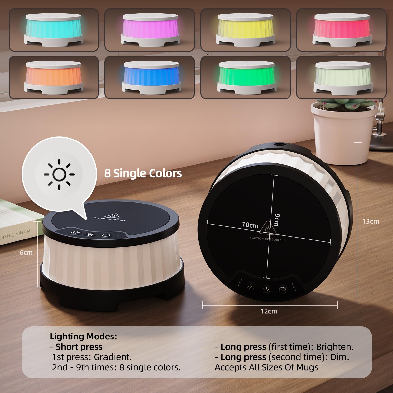 INXDOLHOM Scaldacera, Scalda Tazza con 7 Colori LED Cambiatore di Luce, Arrestatore Automatico, Scaldatore Candela Intelligente con 3 regolazioni di Temperatura,Lampada scalda Candela