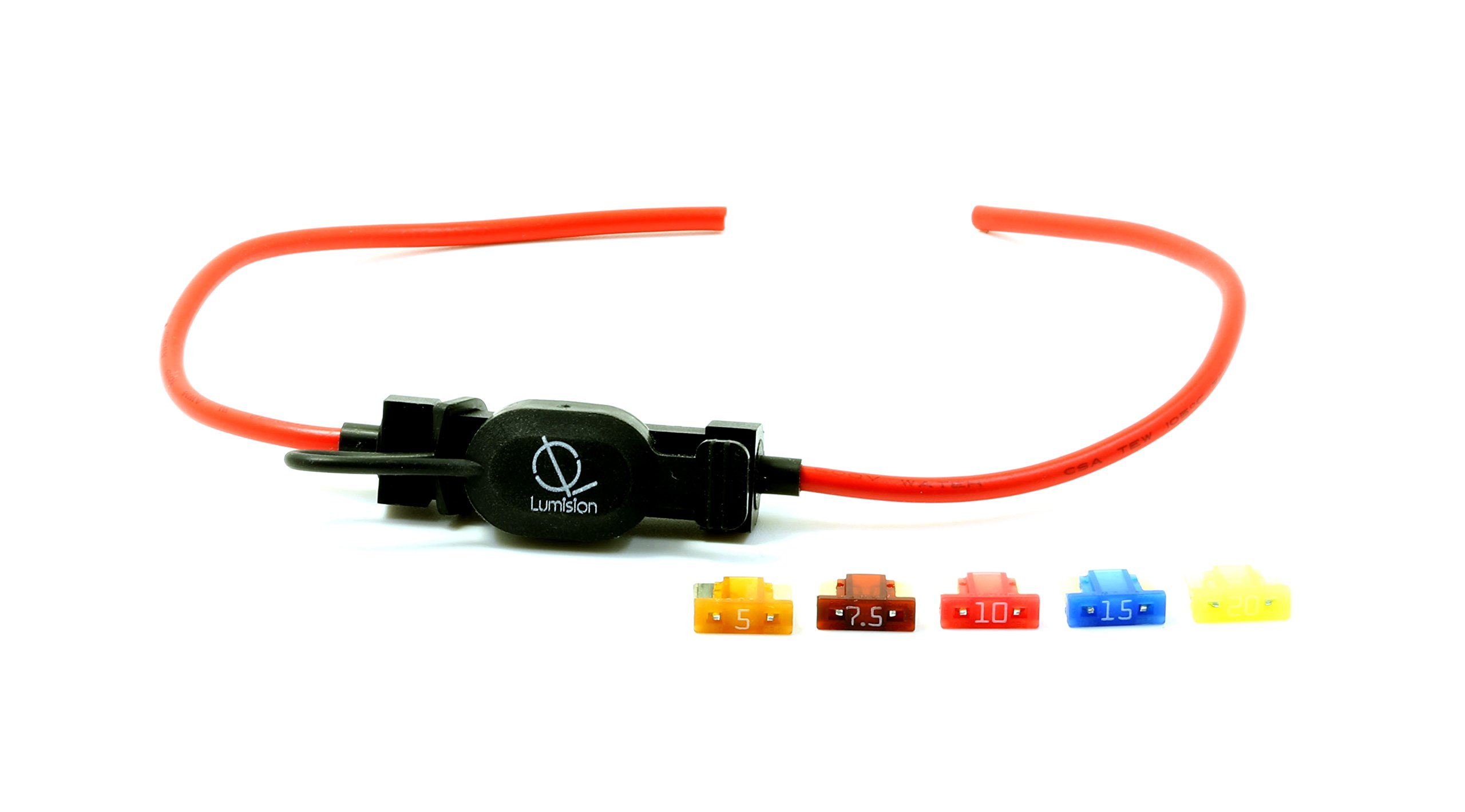 Lumision16 AWG Low Profile Mini Blade Style ATT Fuse Holder Car/Boat + 5, 7.5, 10, 15, 20A Fuse Set