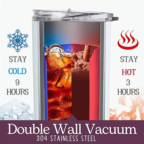 Miniatura 5 de SupBo Vaso delgado de 20 onzas con tapa y popote, regalos para mujer, regalos de cumpleaños para mamá, taza de viaje para amigos, acero inoxidable,