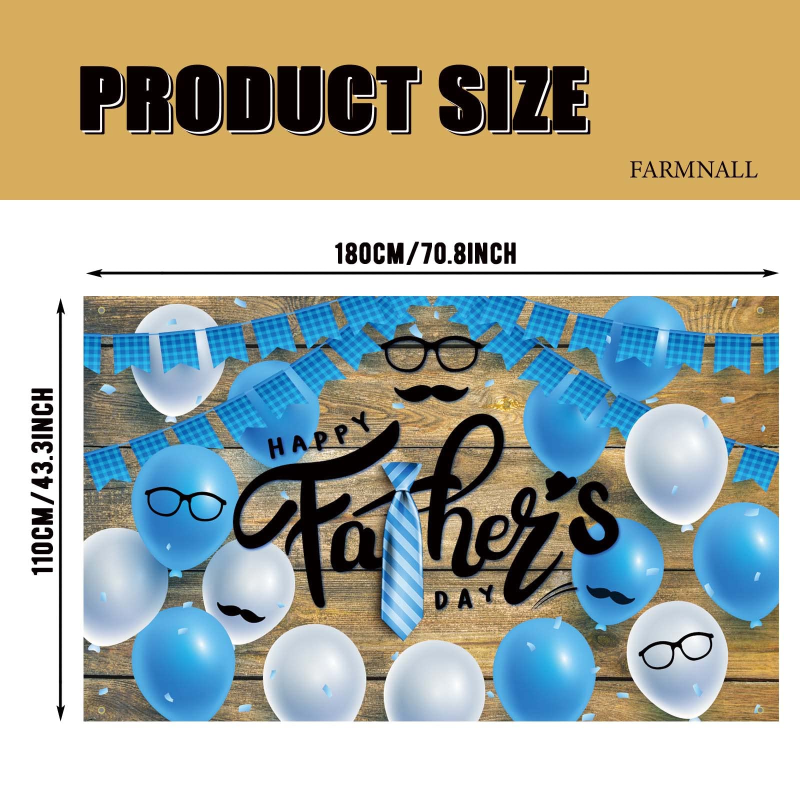 Happy Fathers Day Backdrop Father Day Photography Happy Father’s Day Party Decorations Favors and Supplies Tie Beard Blue Balloon Wood Panel Backdrop Father’s Day Indoor Outdoor Decorations