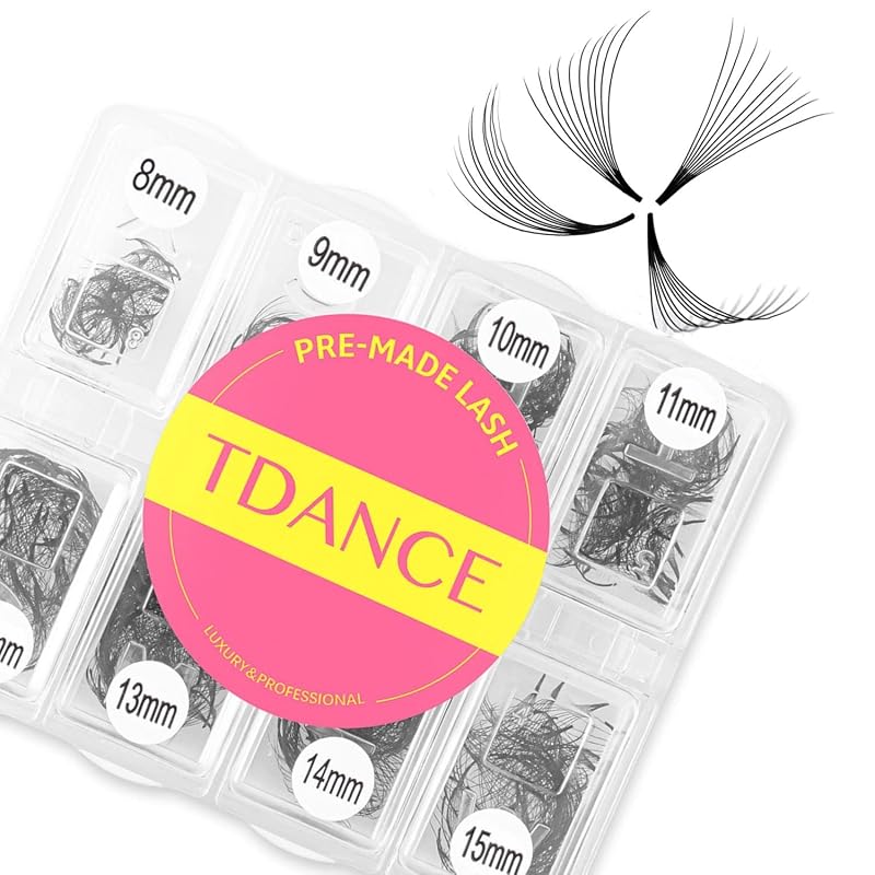 Extensões de cílios TDANCE com 600 fans pré-montados 5D-24D, curvaturas C/D, 0,07, 8–15 mm
