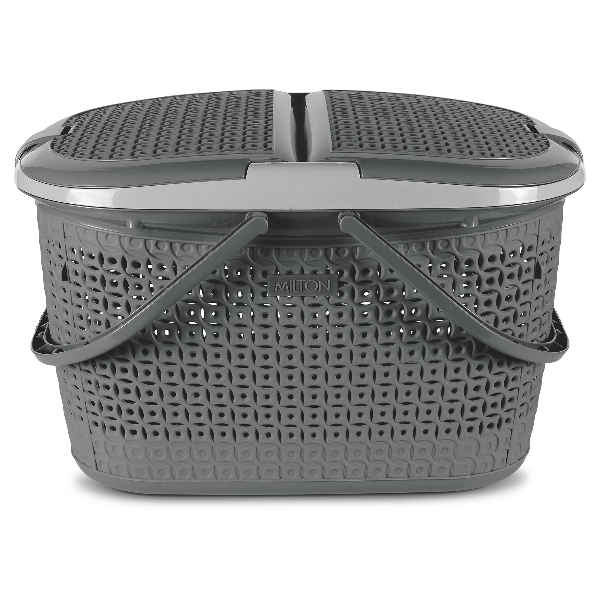 Milton Pluto Picnic Basket with Two Side Opening Lid and with Handles, 1 Piece, (49.1 x 37.8 x 30.6 cms) Brown| Multipurpose | Toy | Clothes | Shopping | Accessories | Easy to Carry (B09QGQHC4P) Amazon Price History, Amazon Price Tracker