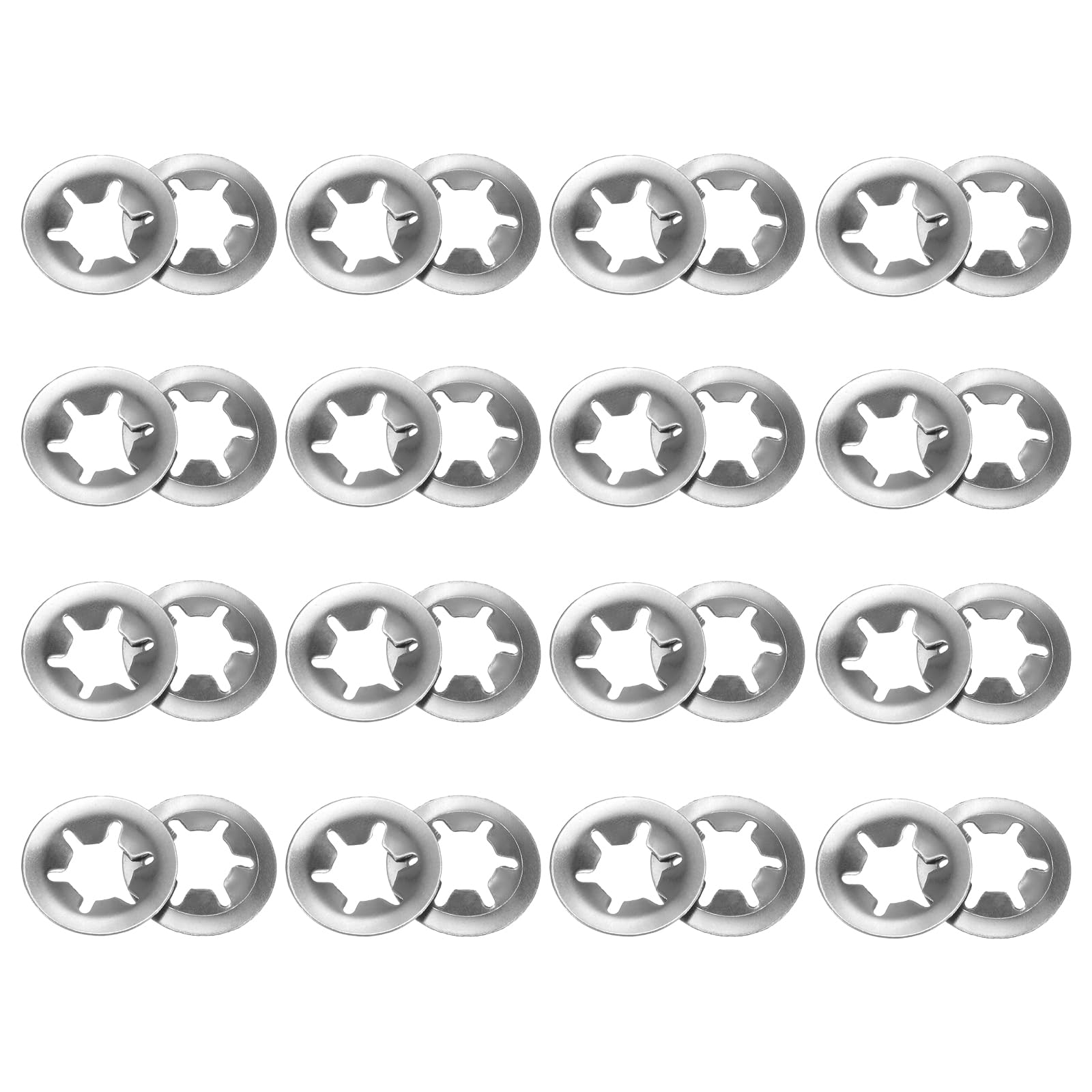 sourcing map 150 Stück interne Zahn-Unterlegscheiben, M6 x 14 mm, Schnell-Clips, Edelstahl-Unterlegscheiben