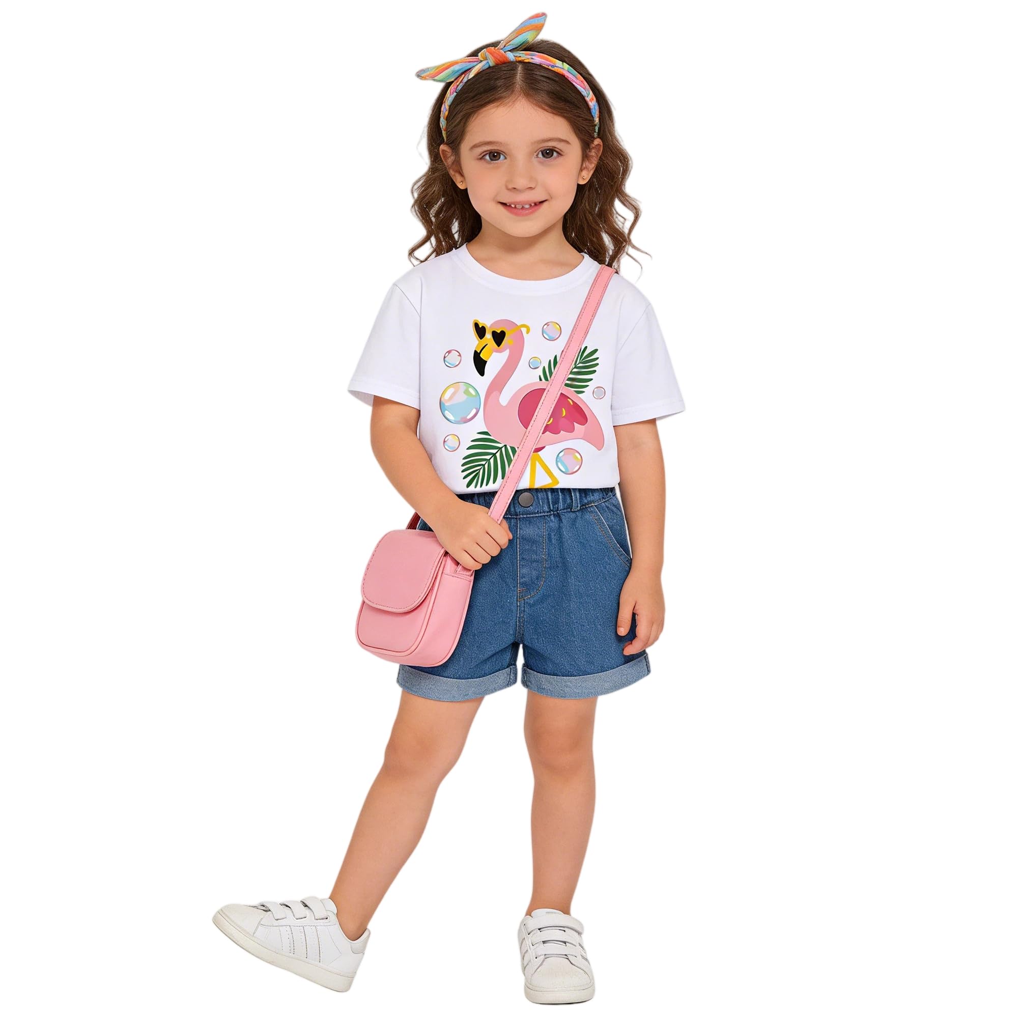 Camisetas de Manga Corta Niñas, Camiseta Algodon para Niña de Verano, Cuello Redondo T-Shirts Moda Informal Tops para Niños 3-8 Años