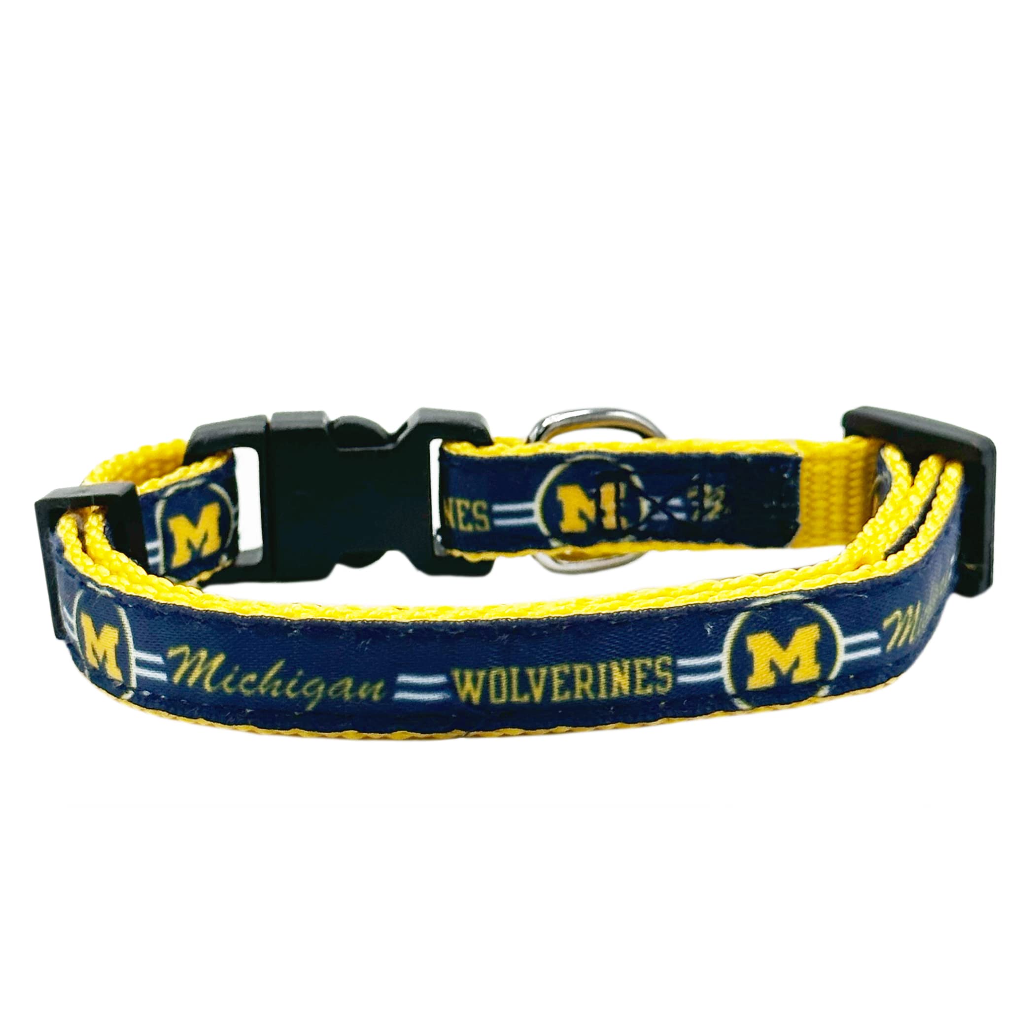 NCAA CAT Halsband Michigan Wolverines Satin Katzenhalsband College Sport Team Halsband für Hunde & Katzen Ein glänzendes und farbenfrohes Katzenhalsband mit Klingelglocken-Anhänger