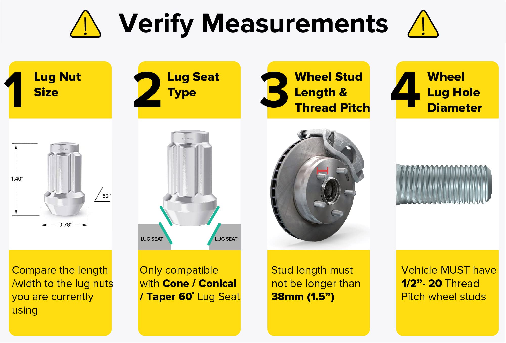 StanceMagic - 23pcs Tuner Spline Lug Nuts - 1/2x20 Threads, Closed End, Cone Seat - Includes Socket Key Tool - Compatible with Jeep Cherokee Wrangler Liberty and More - Chrome, 1.4in Length