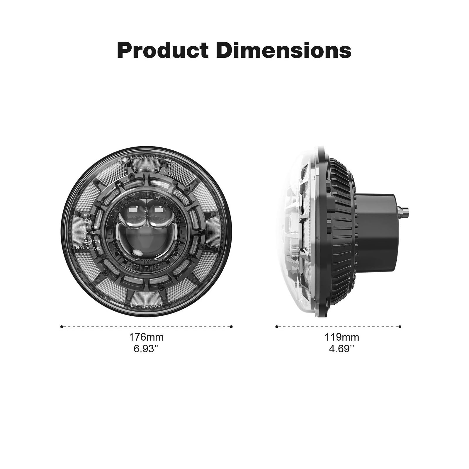 Faro principale Per Jeep Per Wrangler JK, Fuoristrada, Faro Anteriore Rotondo A LED Da 7 Pollici, H4 DRL, 12 V 24, Con Occhi D'angelo Halo FANALE ANTERIORE(Silver bracket)