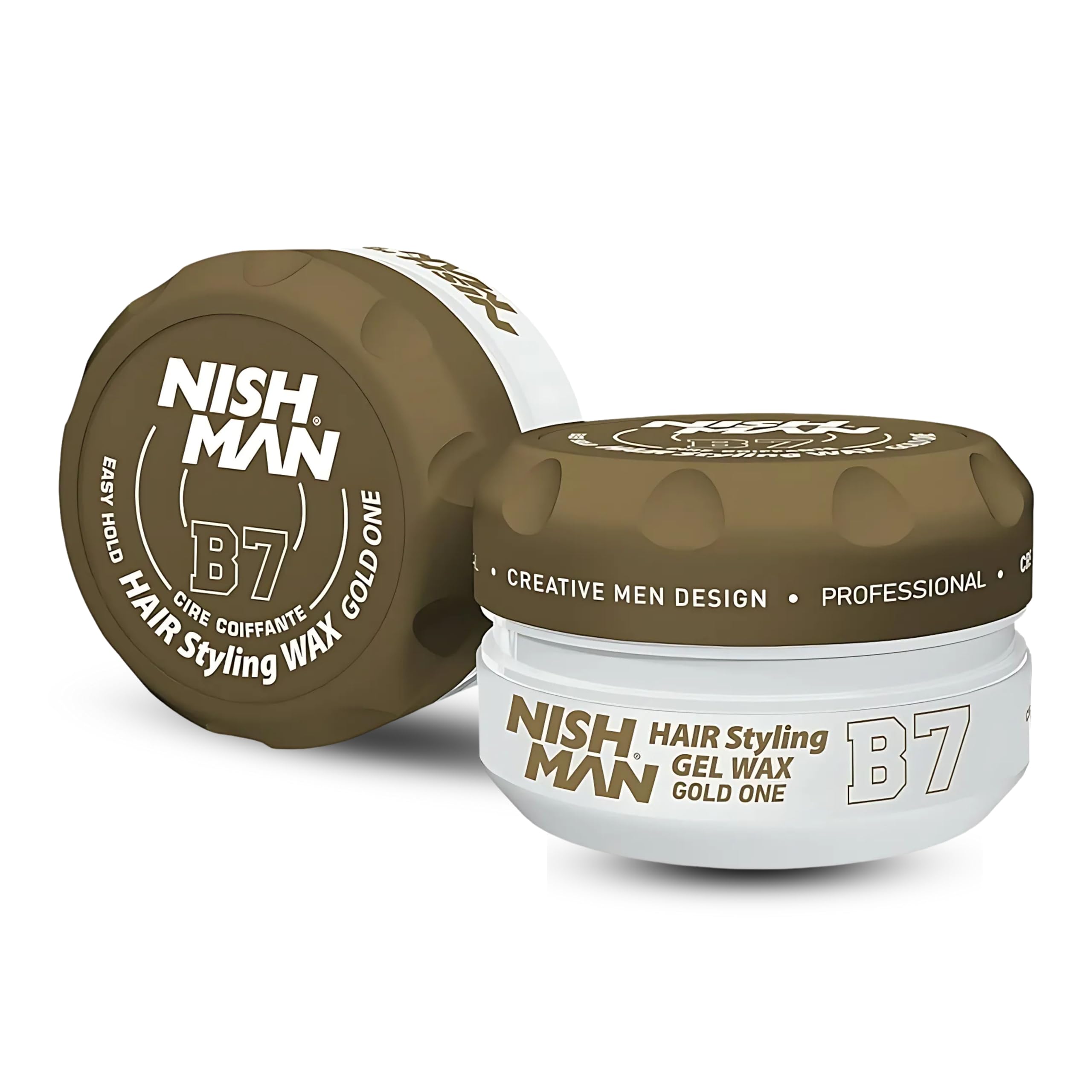 NISHMAN Aqua Gel Wax for Men B7, Gold One 150g, Gold One Scent, Natural Shine Look, Ultra High Strong Hold