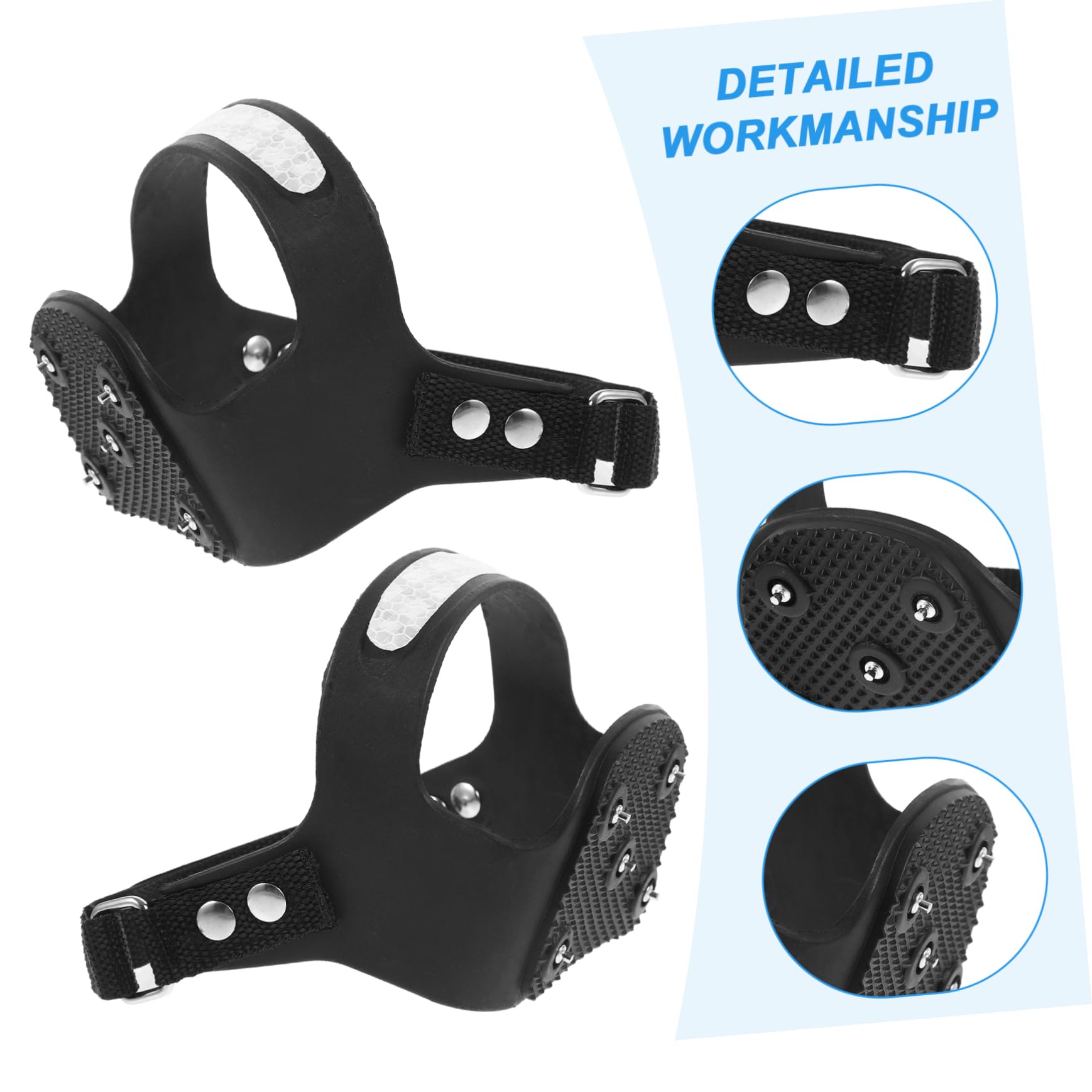 COLLBATH 2 Pairs Outdoor Ice Cleat Spikes Silicone Spikes Shoes Safe Protect Crampons 5 Teeth Cleats Reflective Stripe for Hiking Climbing Jogging (Size Xl43-45)