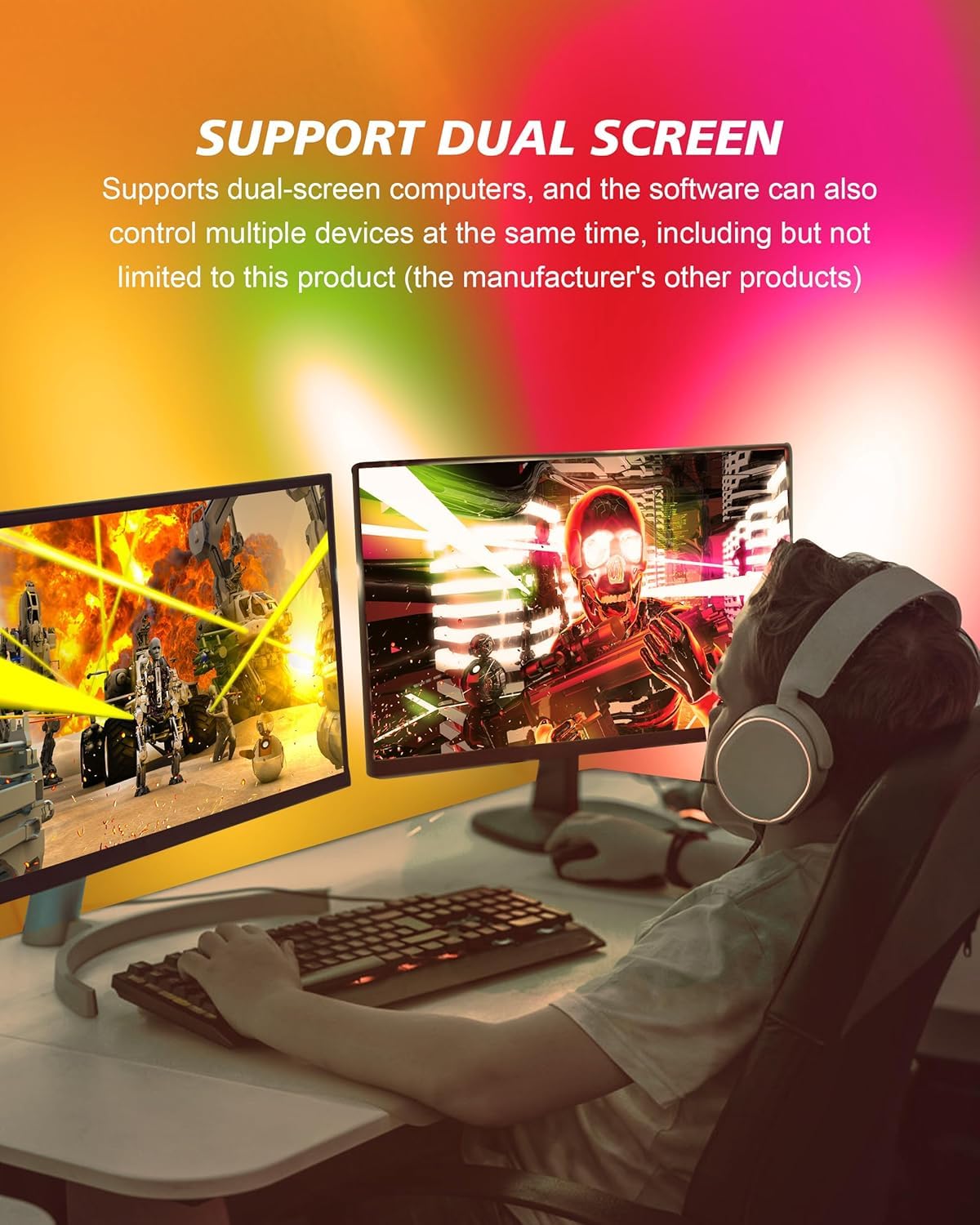 Xtremevision S202-27 Led Strip für 27 Zoll Monitor RGB Beleuchtung Instant Sync Audio Video Movie Games Musik Software gesteuert Ultra Low Latency