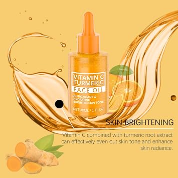 Turmeric Oil for Face Body, Natural Skin Brightening Serum for Dark Spots, Faced Repair Cleanses Skin, Evens Tone, Minimizes Pores - Moisturizing Nourishing for All Skin (4PCS)