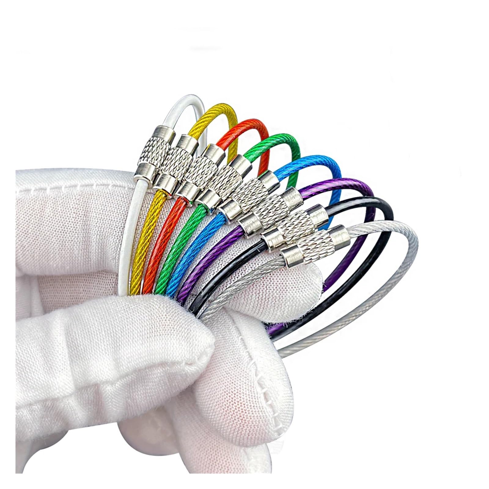 Cables de alambre para llavero, 5 unidades, alambre de acero inoxidable con revestimiento de PVC
