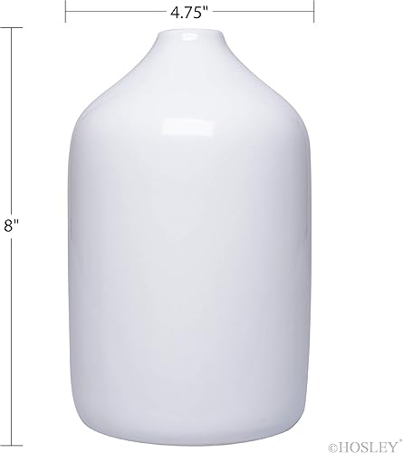 Miniatura 7 de Hosley Jarrón de cerámica blanca de 8 pulgadas de alto. Regalo ideal para arreglos florales, florero floral de boda, florero votivo para jardín,