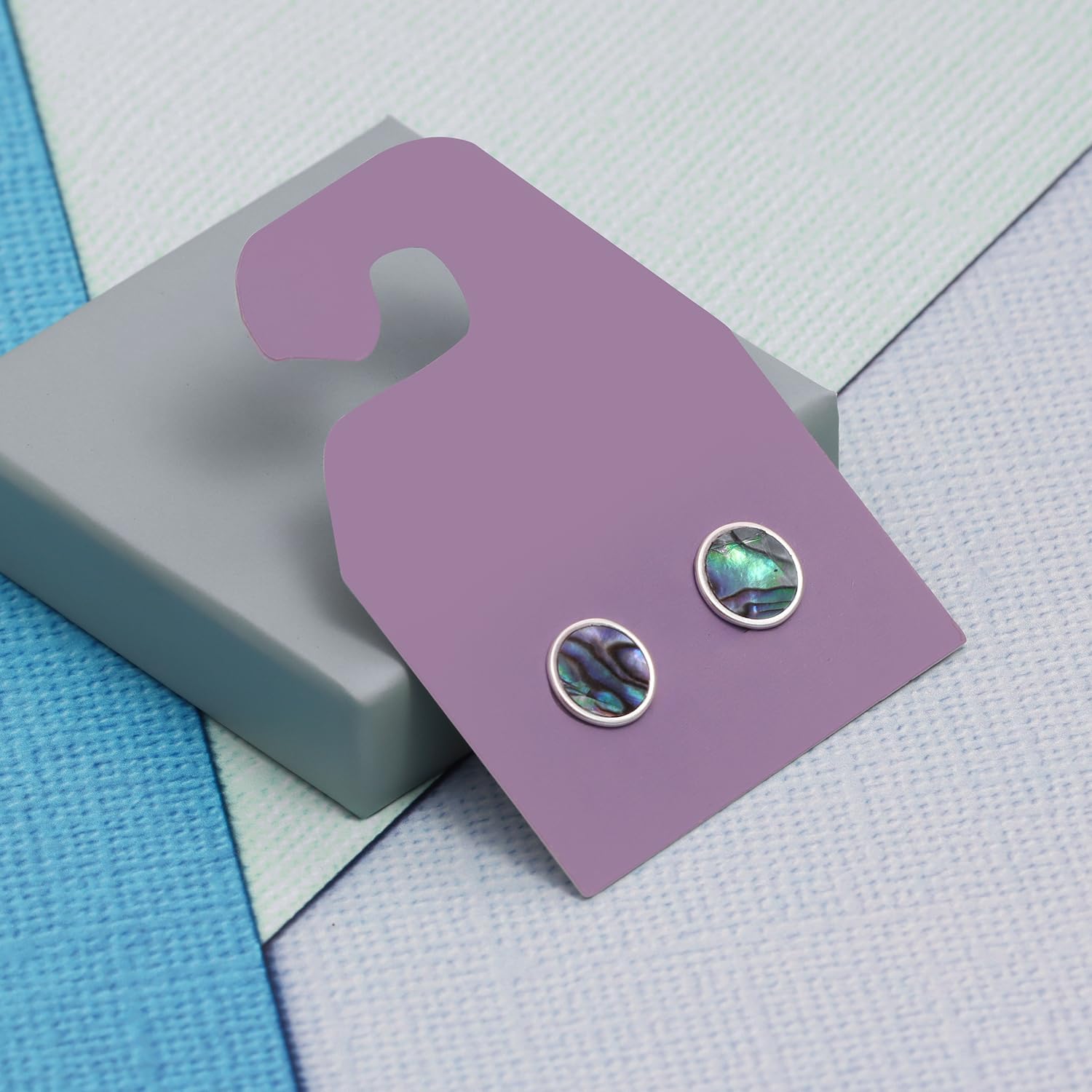 LeCalla 925 Sterling Silver Stud Earrings | Women's Silver Earrings | Lightweight Abalone Shell Stud Earrings | Turquoise Enamel Starfish and Dolphin Design Earrings for Women - Image 4