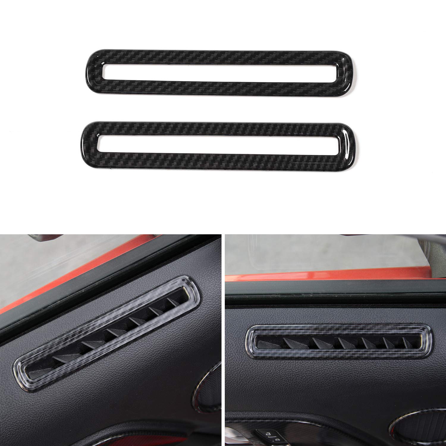 JeCar - Embellecedor de ventilación de puerta de fibra de carbono para Mustang, compatible con Ford Mustang 2015-2023, accesorios interiores