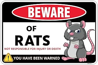 Beware of Rat Sign - 8 x 12 Inches - Aluminum - Rat Gifts for Rat Lovers - Pet Rat Fake Rubber Toys Stuffed Animal Plush Food Stuff