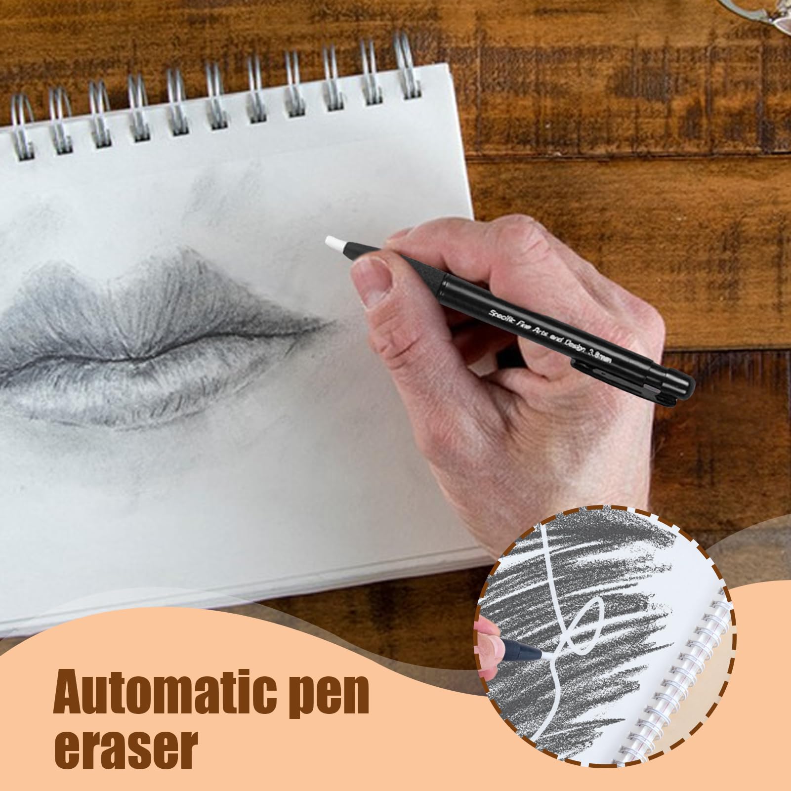 Gomma da cancellare di precisione 3,8 mm penna retrattile punta sottile 5 ricariche per artisti disegni schizzi