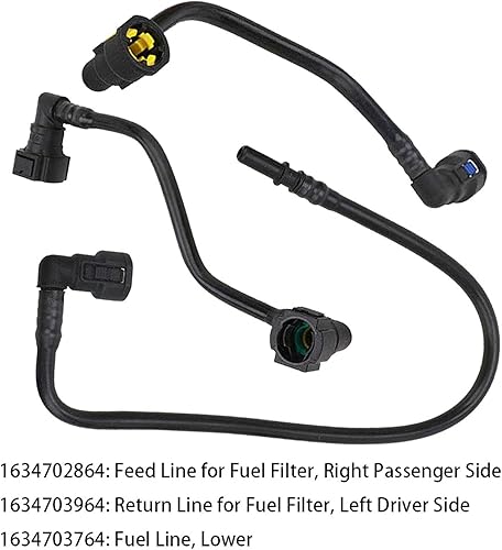 Miniatura 3 de Kit de 3 piezas de repuesto de manguera de filtro de combustible para W163 ML320 ML430 ML55 AMG Reemplazar 1634702864 1634702964 1634703764