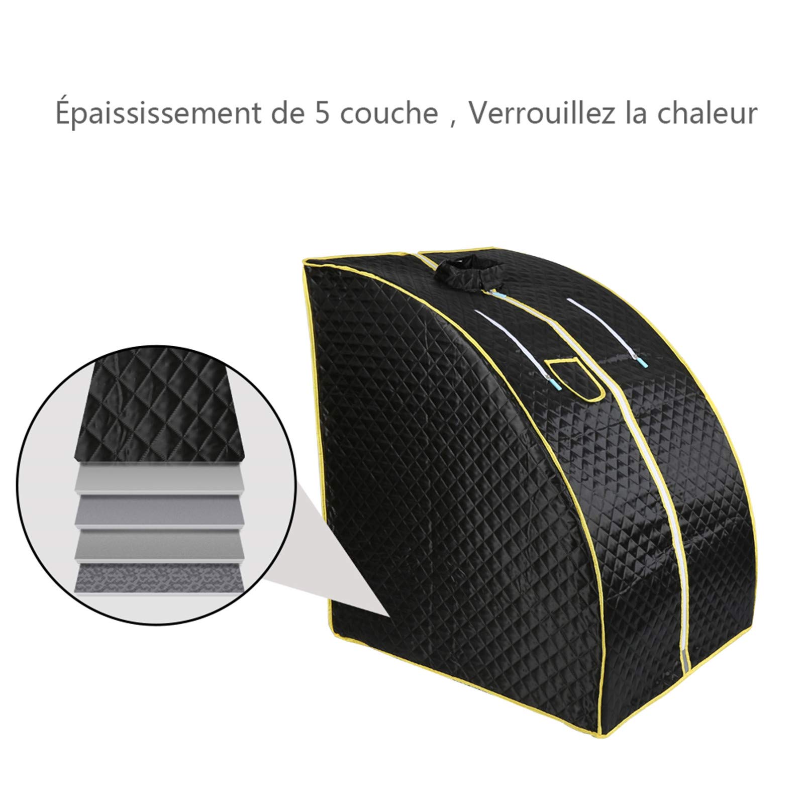 Sauna pliable cabine à chaleur Thérapeutique Spa 1000W Sauna à Vapeur,Sauna e portable,Personal Spa at home avec le contrôleur de température à distance (98x80x70cm)(Noir)