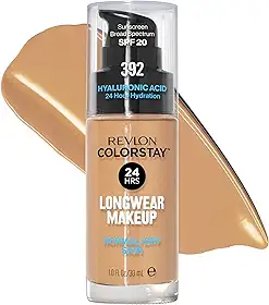 REVLON Base Líquida Revlon, Colorstay, Maquiagem Facial Para Pele Normal E Seca, Fps 20, Longa Duração, Cobertura Média-Total Com Acabamento Natural, 392 Sun Bege, 1 Fl Oz