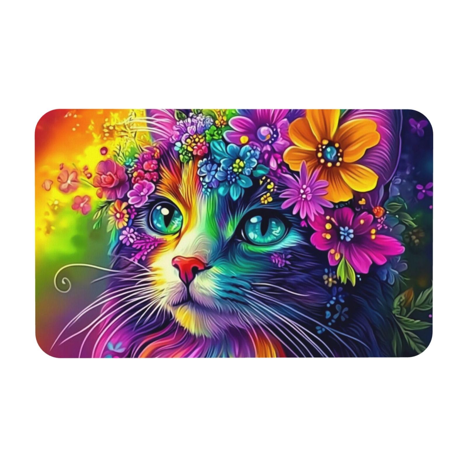 Tapis de bain antidérapant chat coloré pour égayer votre cuisine et chambre