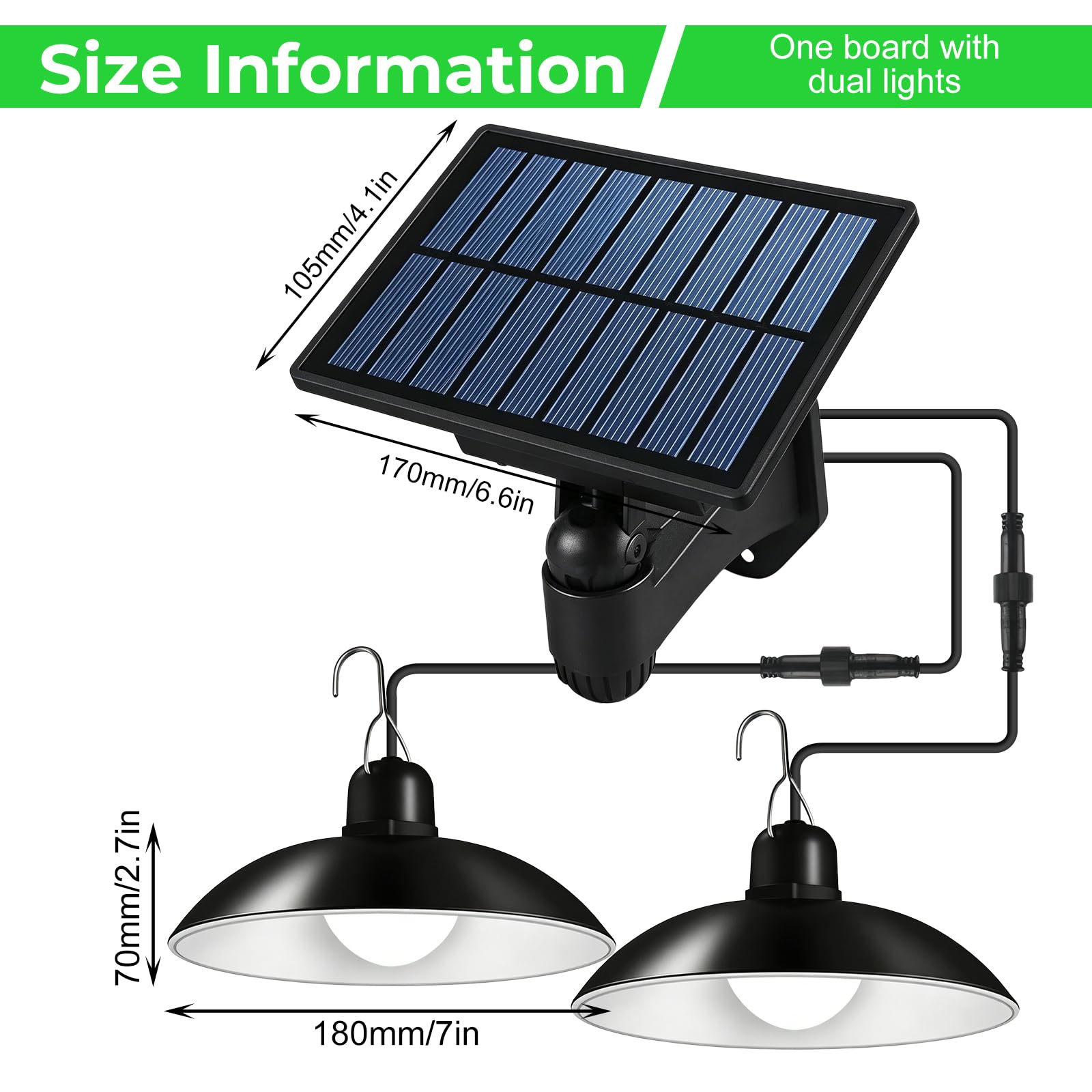 BYZESTY Solarlampen für Außen Hängend mit Fernbedienung - 50W LED Solar Hängelampen IP65 Wasserdichte, Solar Lampe Outdoor, Dimmbare/Zeitgesteuerte Solarlampen Pendelleuchte für Garten Pergola Garage