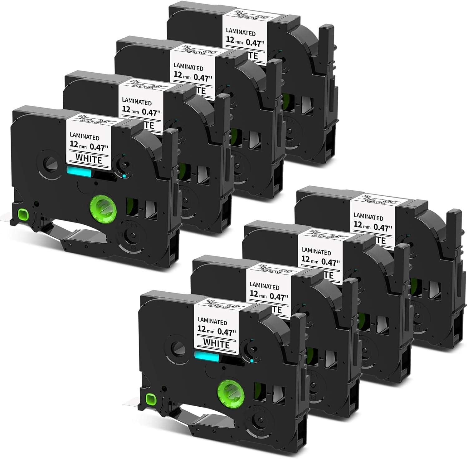 Pillex 8-Pack Label Maker Tape 12mm 0.47 Laminated White Replacement for Brother P Touch Label Tape TZe-231 Compatible with Brother P Touch Label Maker PT-D210 PT-H110 PT-D220 PT-D400 PT-1880 PT-1280