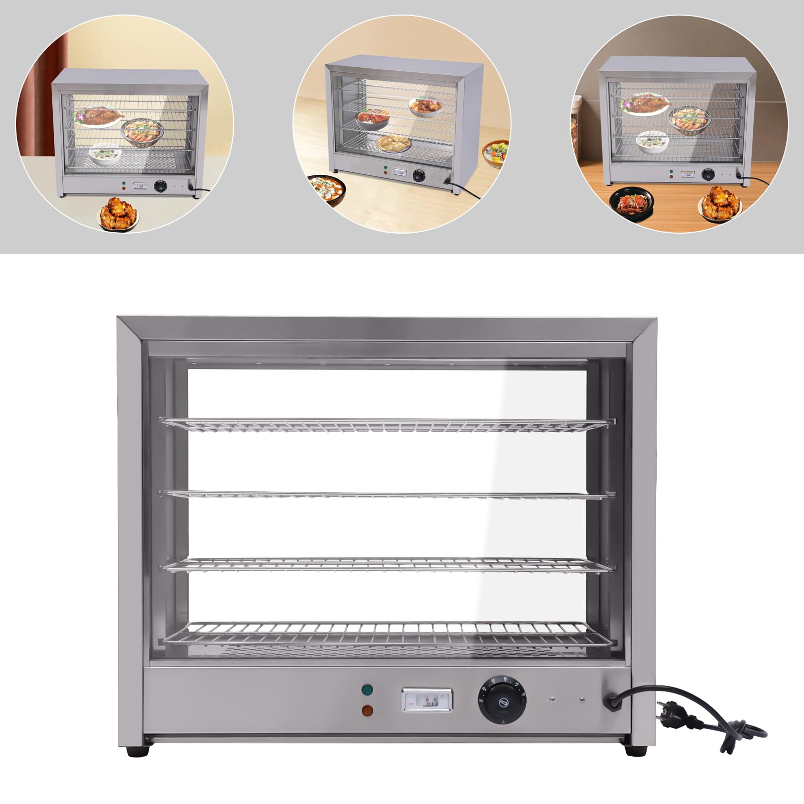 Zweistufiger gewerblicher Warmhalteschrank für Lebensmittel, reifeschrank,reifeschrank für Fleisch und Wurst,ausgestattet mit Edelstahlrahmen,geeignet für Hamburger und Pizza.