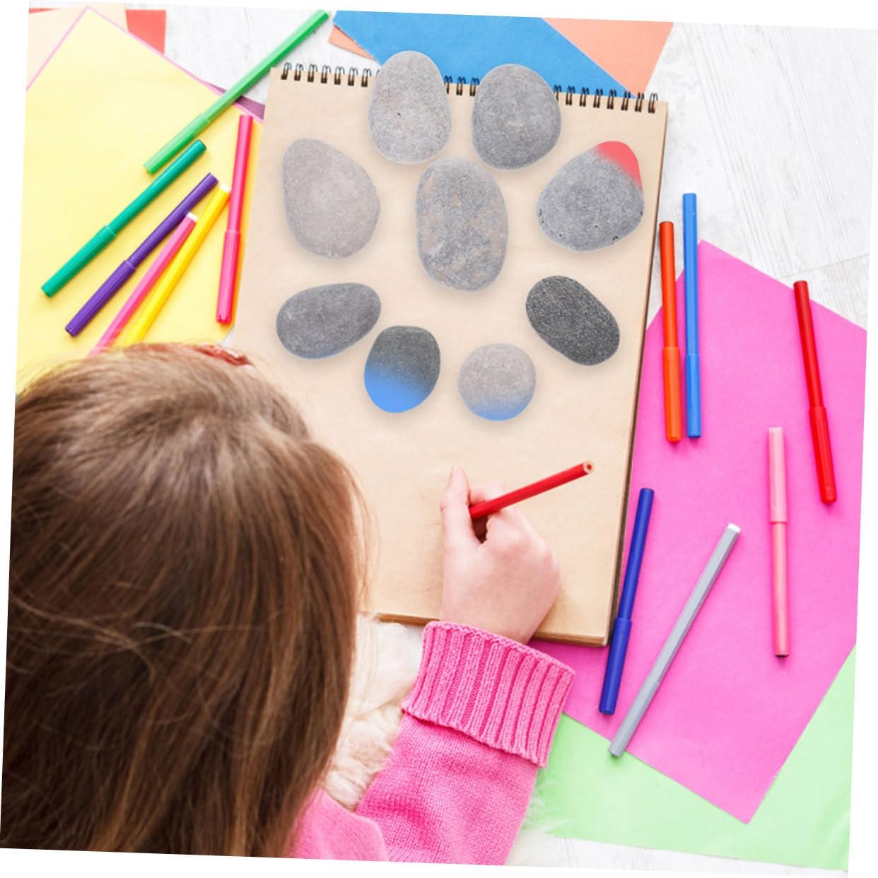 10pcs Hand Painted Stone Rocks Rock Painting Kit Smooth Pebbles for Crafts Stones for Crafts Natural River Stones Crafts Making Painting Stones DIY Stones Drawing Pebbles STOBOK