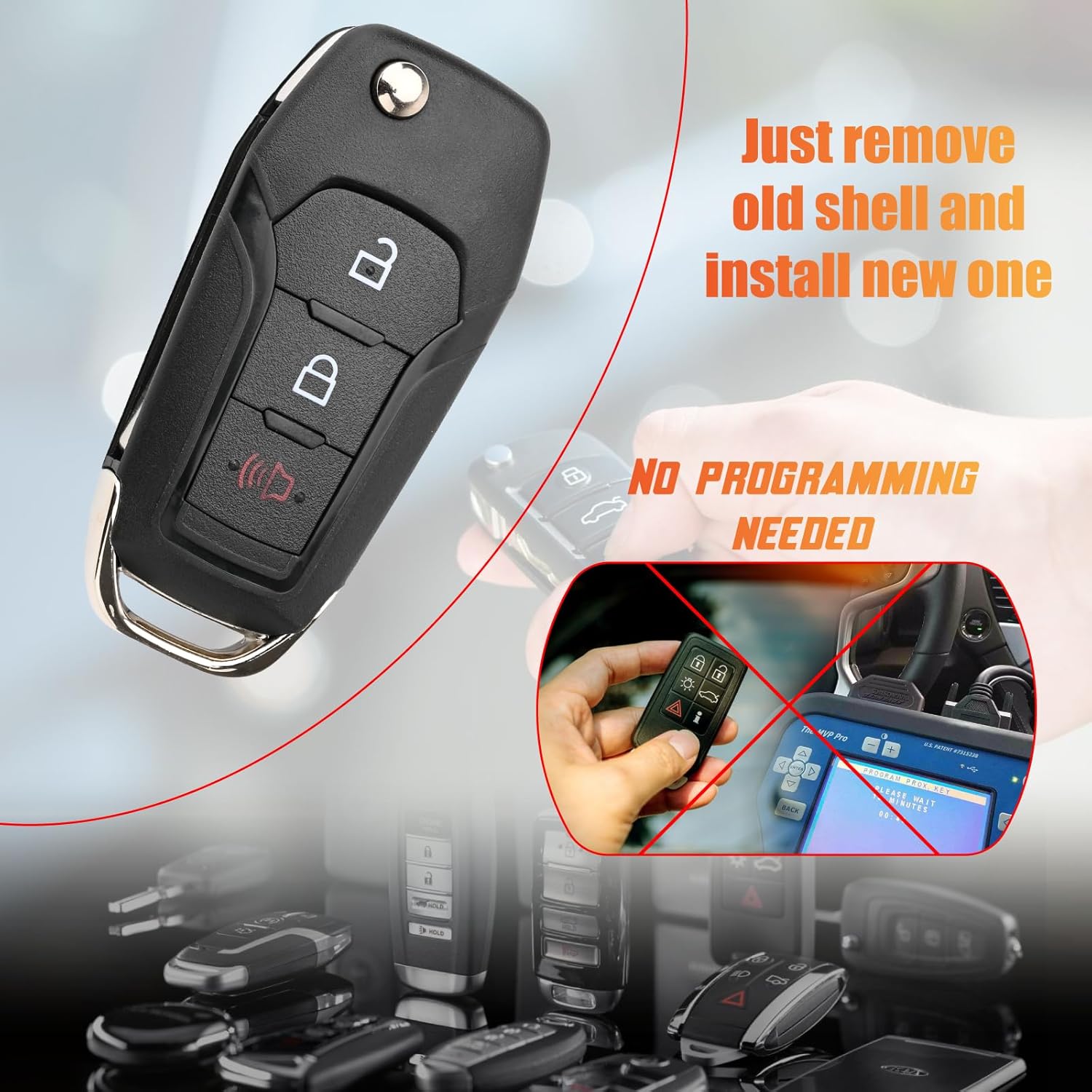 164R8134 Key Fob Shell Case Compatible with Ranger 2019 2020 2021 2022 2023 2024 2PCS