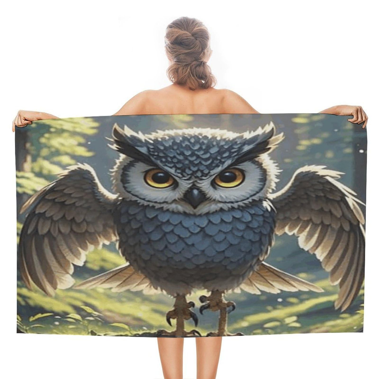 FekiLoot Anime Owl Beach Towel Absorbent & Quick Dry Pool Towels 31 X 51 Inches Extra Large Sandfree Beach Blanket Towels Soft Lightweight Travel Towel for Swim Yoga Camping