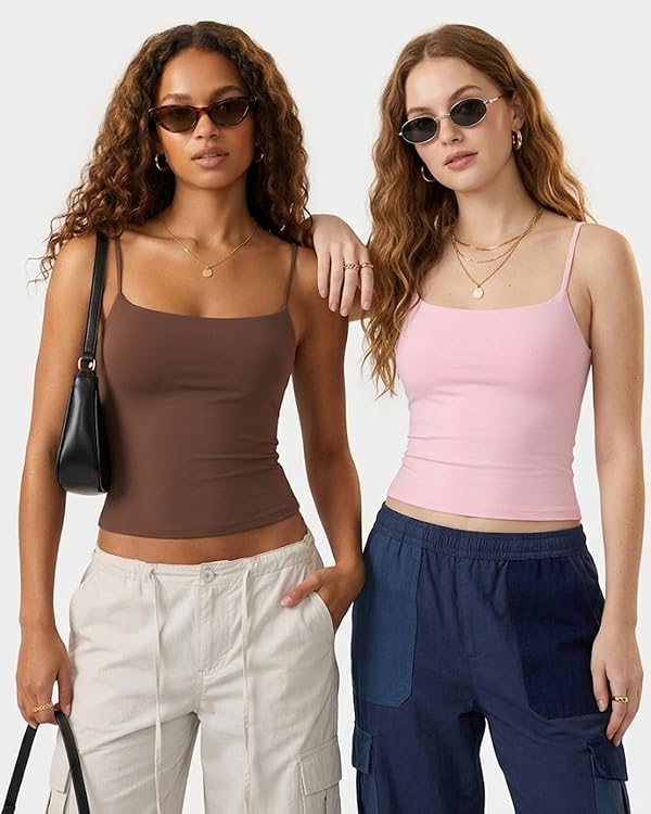 Lileyas Tank Tops for Women Pack Double Lined Tank Top Going Out Cami Spaghetti Strap for 2026 Summer Black/Pink by Lileyas - Used condition - Image 5
